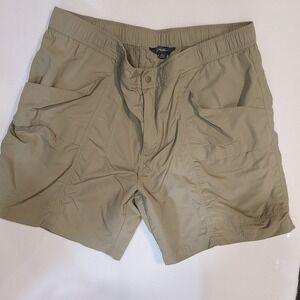 Eddie Bauer Chino Shorts Men XXL Lt Green Elastic Waist Casual Summer Soft Comfy